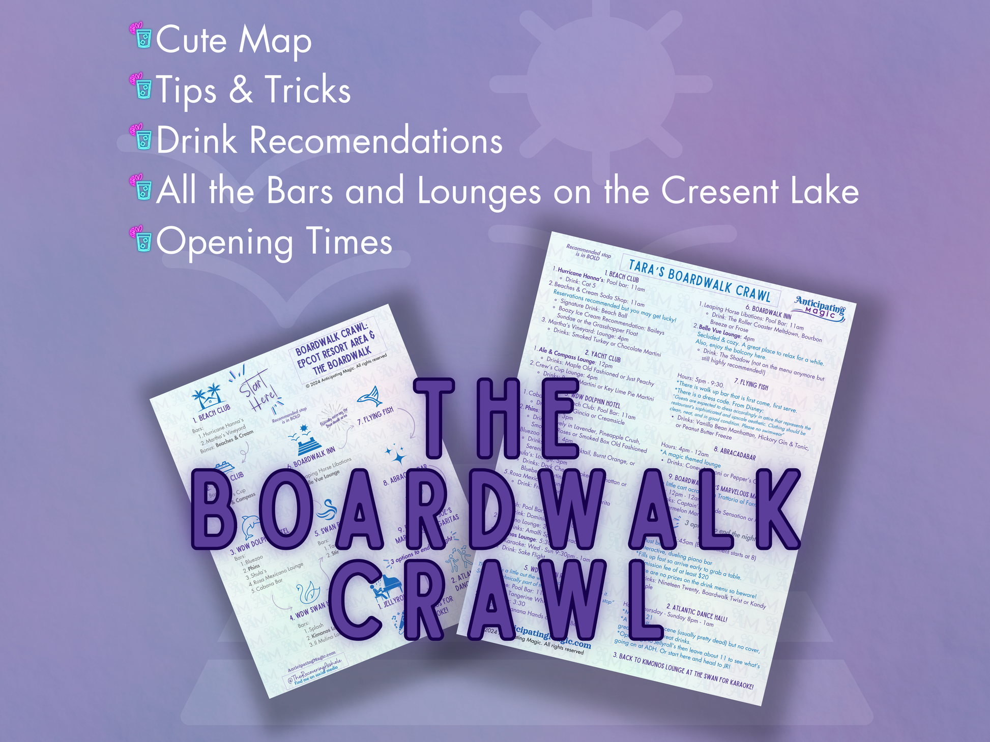 Disney resort lounge hopping guide showing cocktail bars and relaxed adult hangout spots across Disney World