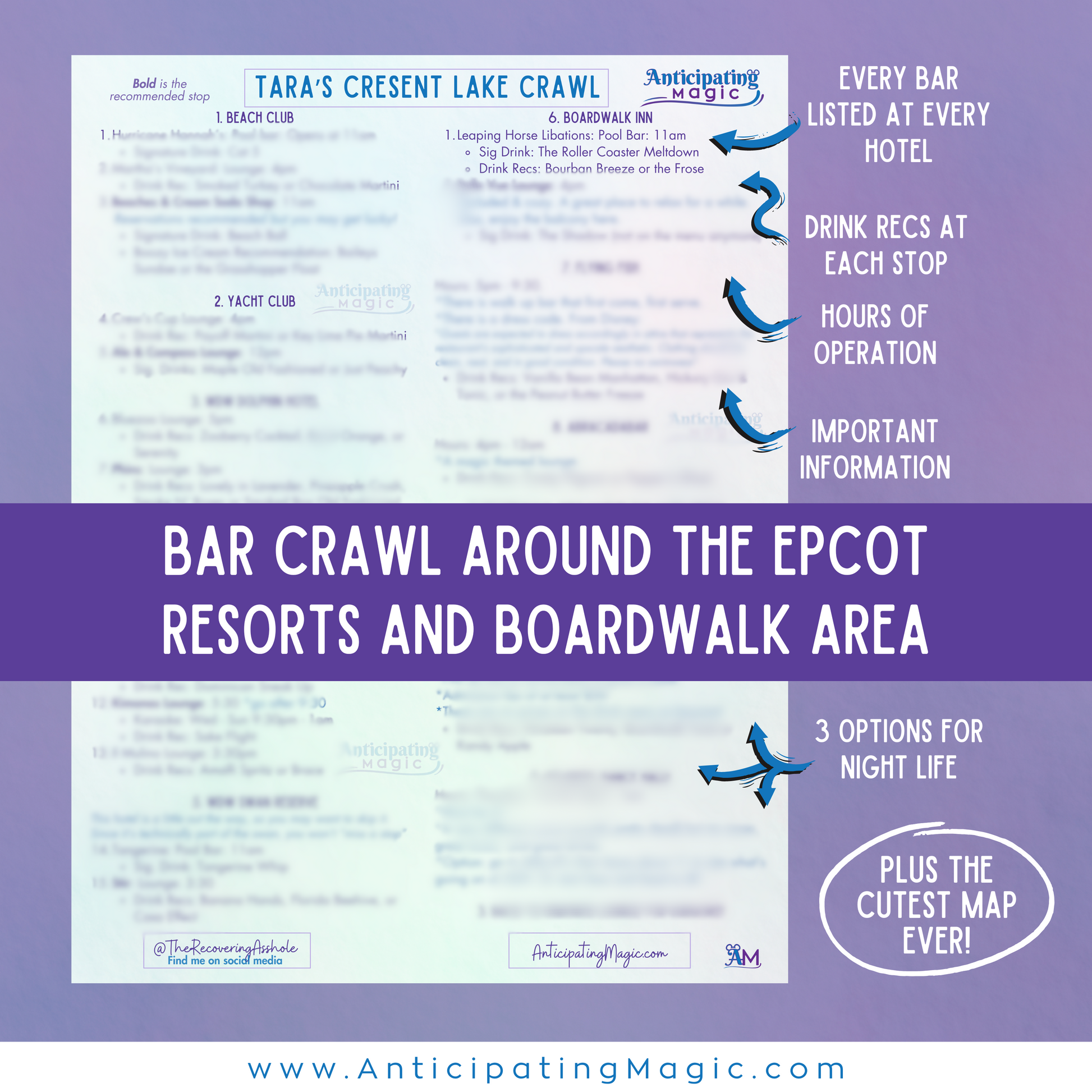 Boardwalk Crawl Crescent Lake Crawl WDW Bar Crawl Epcot Resort Area Day Drinking Disney Epcot bars Disney Bar Guide Drinking Challenge Orlando party Guide Bachelorette Party Disney Adult Monorail Crawl World Showcase Drink